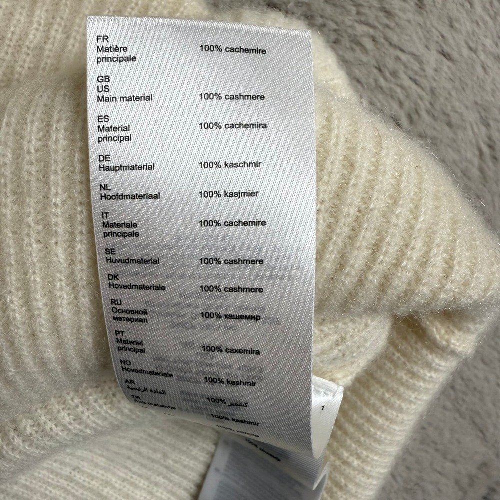 Maje Cashmere Sweater V-Neck Ribbed Jumper Knit Pullover Cream Size M Designer - Picture 4 of 10